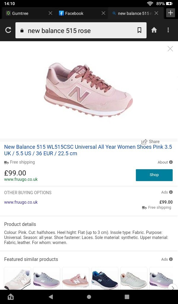 New Balance 515 pink rose gold trainers 